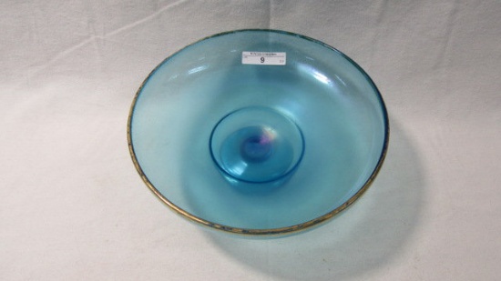 Stretch Glass celeste blue ft'd bowl