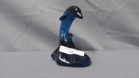 Fenton Blue Dolphin Paperweight