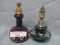 2 victorian enameled perfume bottles, Notice Dolphin finial w/ jewel