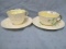 2 Belleek cup and saucers Shell / Shamrock shown