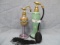 2 Art glass painted atomizers signed Czech
