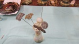 RS Germany tall floral hatpin holder w/ 6 hatpins