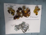 Kramer costume jewelry brooch & earrings
