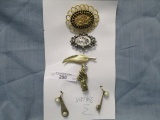 Card of vintage costume jewelry- earrings and brooches