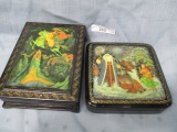 2 Russian Laquered dresser boxes as shown 4 x6