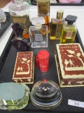 Tray of asst'd perfume bottle and miniatures as shown
