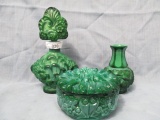 Malachite Czech Perfume bottle & vase w/ covered box ( Moser)