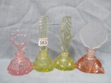 4 vintage Czech miniature perfume bottles as shown