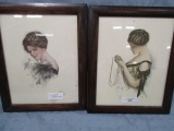 2 Framed prints of  1908 framed prints. Wonderful prints for any Ladies roo