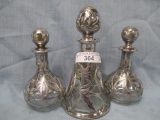 3 Sterling Silver overlay perfume bottles