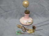 Wavecrest decorated hatpin holder and hatpins as shown
