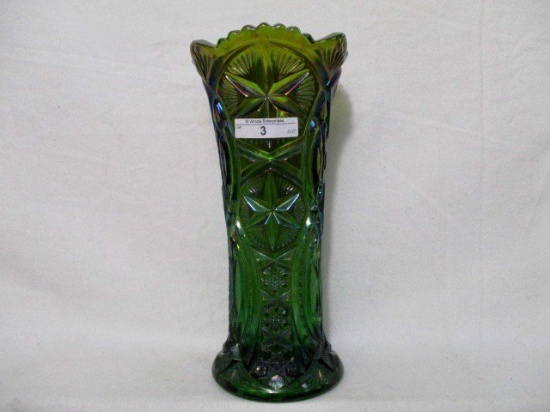 Millersburg green Ohio Star vase- VERY NICE! What a great vase!