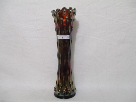 Millersburg 11" purple Hobnail Swirl swung vase.