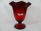 Fenton red Dancing Lady ruffled vase. Scarce, 1920