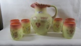 Fenton 7pc burmese Berry's HP water set Spindler