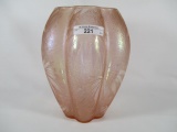 Fostoria Brocaded Palm melon rib vase. 8.5