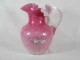 Victorian Mica flake water pitcher w/ ruffled edge