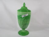 Fenton Chamelion green Dancing Ladies covered urn
