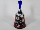 Fenton blue Carnival hand painted bell