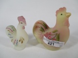 Fenton hand painted-2 chickens