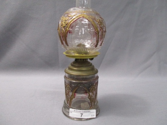 1 Miniature Oil Lamp Gold Trimmed