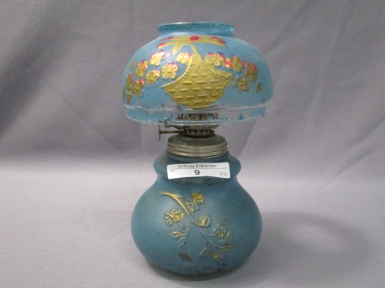 1  HP Blue and Gold Miniature Oil Lamp