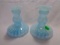 Fenton Blue Opal Rib Optic Candlesticks pair