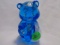 Fenton blue Sitting Bear HP by M Wagner