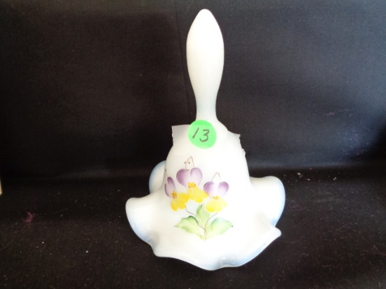 Fenton HP White Bell Signed Everson