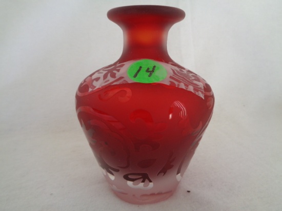 Fenton 4" Ruby Etched Perfume