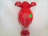 Fenton Ruby Christmas HP Vase 