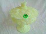 Fenton Custard Lily of the Valley Covered Candy Dish