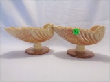 Fenton Chocolate Slag Daisy and Button Candy Dishes set of 2