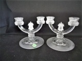 Fenton Crystal Pineapple Candle Sticks pair