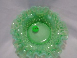 Fenton Green Opal Hobnail Bonbon