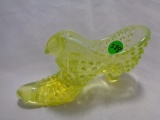 Fenton Topaz Opa Hobnail Cathead Slipper