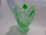 Fenton Green Carnival Votive Candle