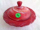 Imperial Red Slag Satin Butter Dish