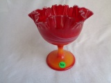 Imperial Shiny Red Slag 6 1/2' Compote