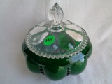 Fenton Ivy Beaded Melon Powder Jar