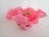 Fenton Cranberry Opal Coin Dot 3 1/2