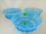 Fenton Blue Opal Hobnail berry bowls set of 3