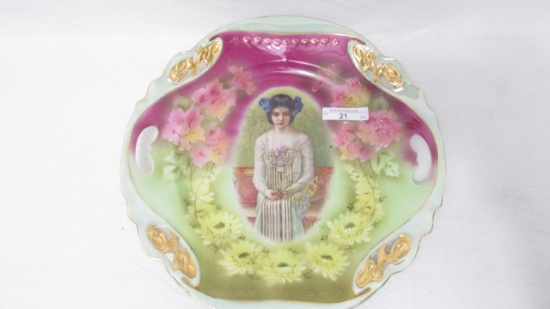 ES Germany 11.5" portrait cake plate, nicely decorated