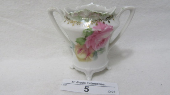 UM RS Prussia footed floral 2 handled toothpick w/roses decor