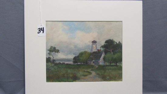 Will Larrymore Smedley; Chautauqua New York Artist 11" x 8.75" Matted. "Bar