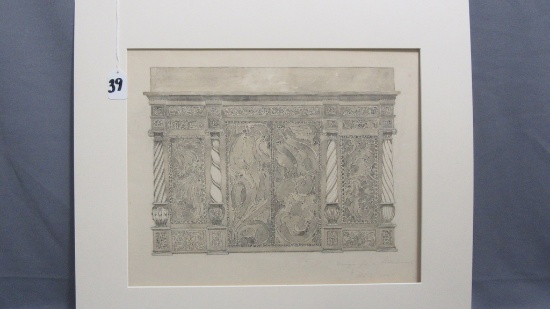 Will Larrymore Smedley; Chautauqua New York Artist 10" x 13.5" matted. "Dra