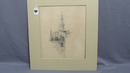 Will Larrymore Smedley; Chautauqua New York Artist 11.5" x 13.25" matted. "
