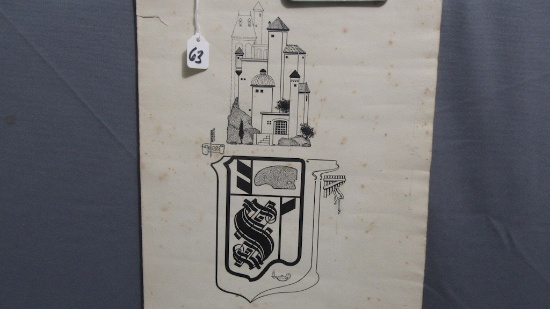 Will Larrymore Smedley; Chautauqua New York Artist 11" x 15.5" unframed. "C