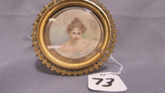 Will Larrymore Smedley; Chautauqua New York Artist 1.75" across. "Portrait