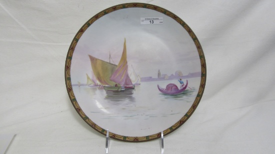 Nippon 10" wall plaque with Boat/ harbor scene